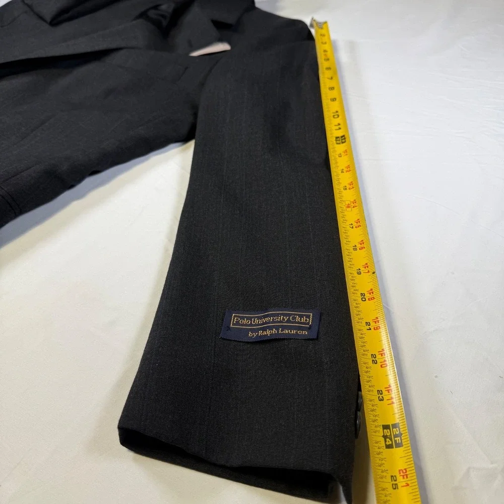 Polo University Club Ralph‎ Lauren Mens Wool Pinstripe Suit Charcoal Grey USA